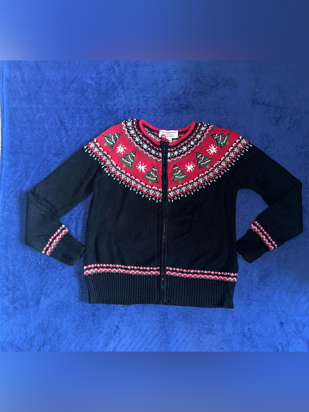 Vintage Tiara International Festive Embroidered Christmas Holiday Sweater Large